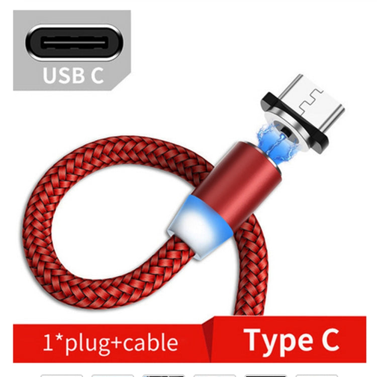 USB to USB-C / Type-C Magnetic Metal Connector Nylon Two-color Braided Magnetic Data Cable, Cable Length: 1m(Red) - Mobile Accessories by buy2fix | Online Shopping UK | buy2fix