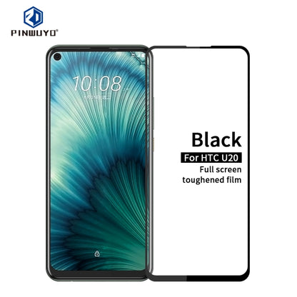 For HTC U20 PINWUYO 9H 2.5D Full Screen Tempered Glass Film(Black) - Huawei Tempered Glass by PINWUYO | Online Shopping UK | buy2fix