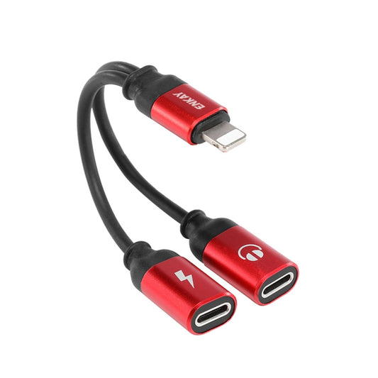 ENKAY ENK-AT104 8 Pin to Dual 8 Pin Charging Listen to Songs Aluminum Alloy Adapter Conversion Cable(Red) - Earphone Adapter by ENKAY | Online Shopping UK | buy2fix