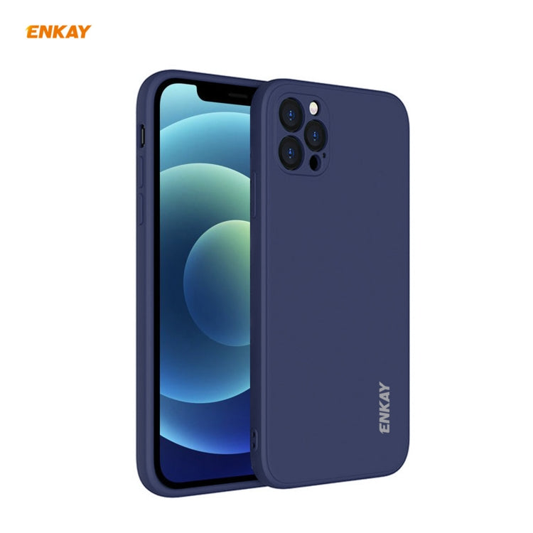 For iPhone 12 Pro Hat-Prince ENKAY ENK-PC069 Liquid Silicone Straight Edge Shockproof Protective Case(Navy Blue) - iPhone 12 / 12 Pro Cases by ENKAY | Online Shopping UK | buy2fix