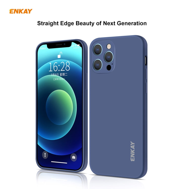 For iPhone 12 Pro Hat-Prince ENKAY ENK-PC069 Liquid Silicone Straight Edge Shockproof Protective Case(Navy Blue) - iPhone 12 / 12 Pro Cases by ENKAY | Online Shopping UK | buy2fix