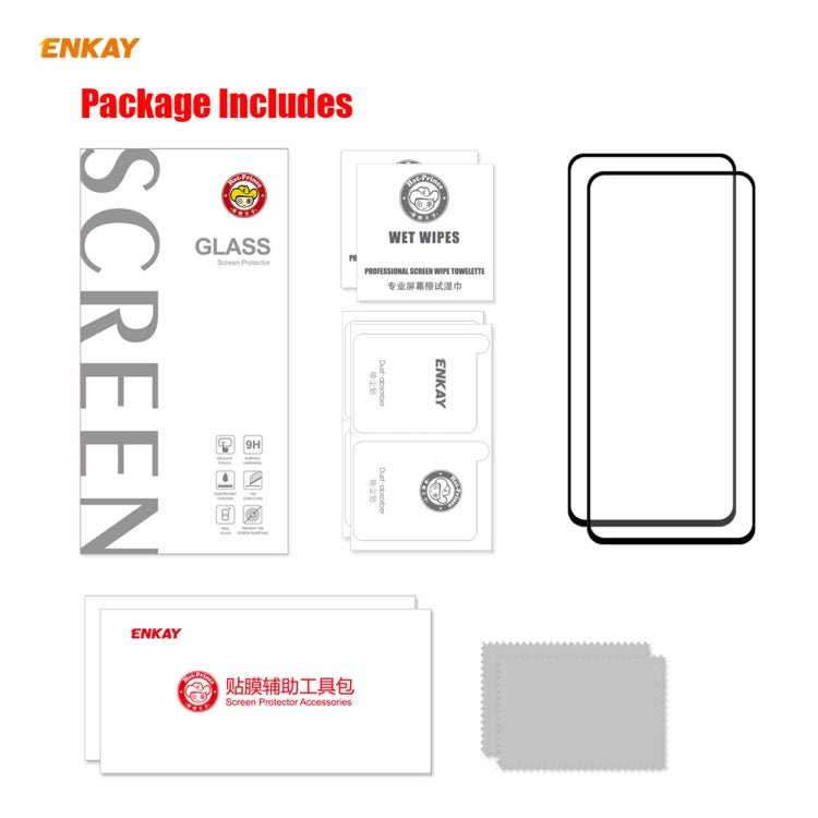 For Nokia 3.4 2 PCS ENKAY Hat-Prince Full Glue 0.26mm 9H 2.5D Tempered Glass Full Coverage Film - Nokia Tempered Glass by ENKAY | Online Shopping UK | buy2fix