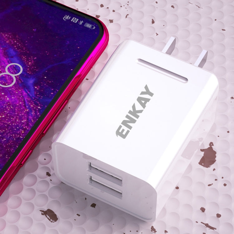 ENKAY Hat-Prince U008-1 10.5W 2.1A Dual USB Charging US Plug Travel Power Adapter With 2.1A 1m Micro USB Cable - Mobile Accessories by ENKAY | Online Shopping UK | buy2fix