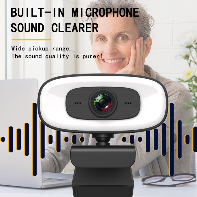 C10 2K HD Without Distortion 360 Degrees Rotate Three-speed Fill Light USB Free Drive Webcams, Built-in Clear Sound Microphone - HD Camera by buy2fix | Online Shopping UK | buy2fix