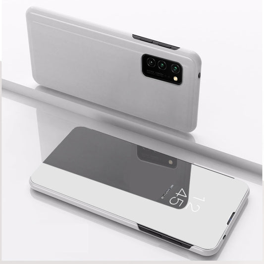 For Samsung Galaxy A52 5G/4G Plated Mirror Horizontal Flip Leather Case with Holder(Silver) - Samsung Accessories by buy2fix | Online Shopping UK | buy2fix