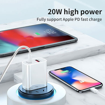 20W PD Type-C + QC 3.0 USB Interface Fast Charging Travel Charger with USB-C / Type-C to 8 Pin Fast Charge Data Cable EU Plug - Apple Accessories by buy2fix | Online Shopping UK | buy2fix