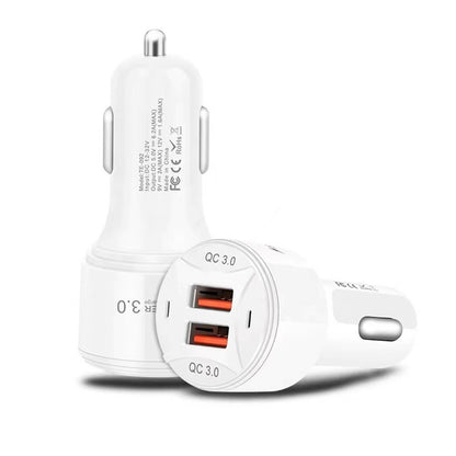 TE-092 36W Dual QC3.0 USB Fast Car Charger(White) - Car Charger by buy2fix | Online Shopping UK | buy2fix