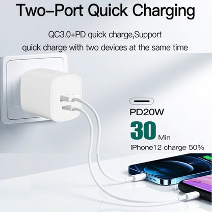 CS-20W Mini Portable PD3.0 + QC3.0 Dual Ports Fast Charger(EU Plug) - Apple Accessories by buy2fix | Online Shopping UK | buy2fix