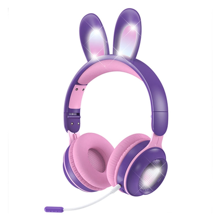 KE-01 Rabbit Ear Wireless Bluetooth 5.0 Stereo Music Foldable Headset with Mic For PC(Taro Purple) - Headset & Headphone by buy2fix | Online Shopping UK | buy2fix