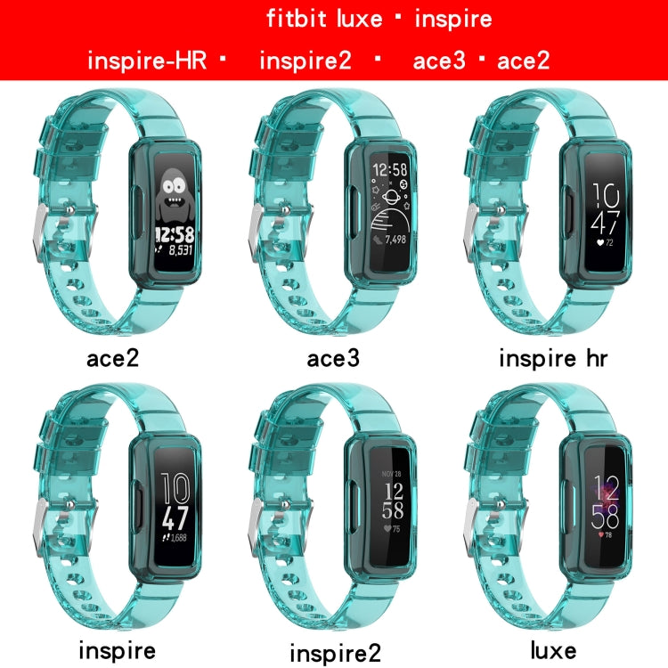 For Fitbit Ace 3 Transparent Silicone Integrated Watch Band(Transparent Blue) - Watch Bands by buy2fix | Online Shopping UK | buy2fix