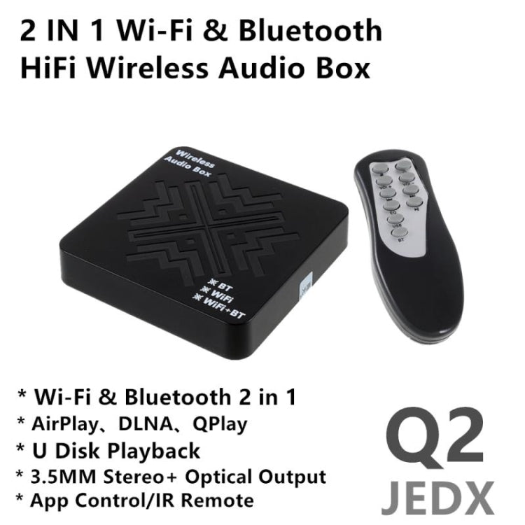 JEDX Q2 WiFi & Bluetooth 2 in 1 Digital Audio Adapter Smart Hi-Fi Audio Box - Apple Accessories by buy2fix | Online Shopping UK | buy2fix