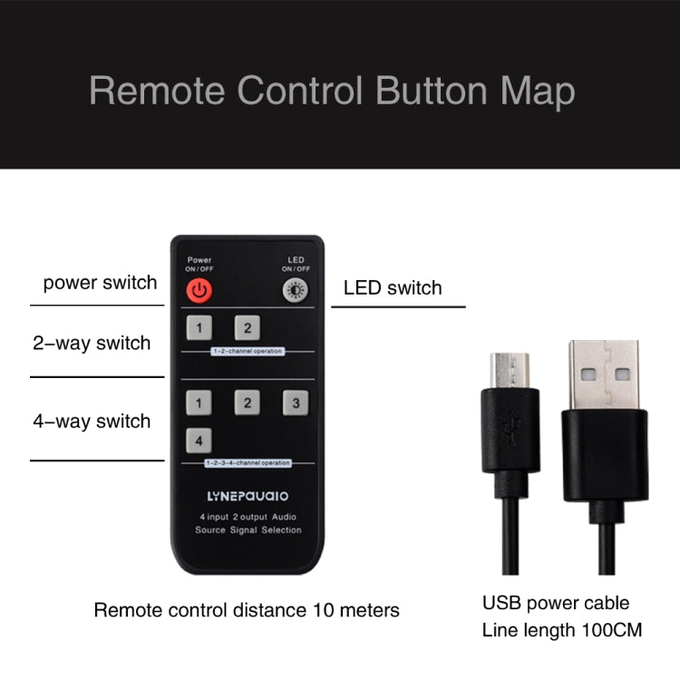 4 In 2 Out / 2 In 4 Out RCA Audio Signal Selector Switch Device with Remote Control - Consumer Electronics by buy2fix | Online Shopping UK | buy2fix