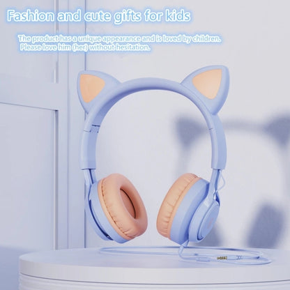 EP08 Cute Cat Ear Child Music Stereo Wired Headset with Mic(Blue) - Apple Accessories by buy2fix | Online Shopping UK | buy2fix
