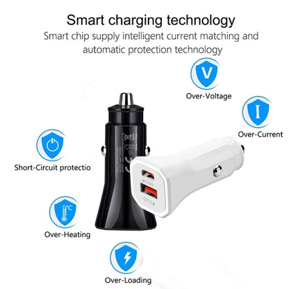 TE-P22 38W PD USB-C / Type-C + QC3. 0 USB Car Charger with 1m USB to Micro USB Data Cable(White) - Car Charger by buy2fix | Online Shopping UK | buy2fix