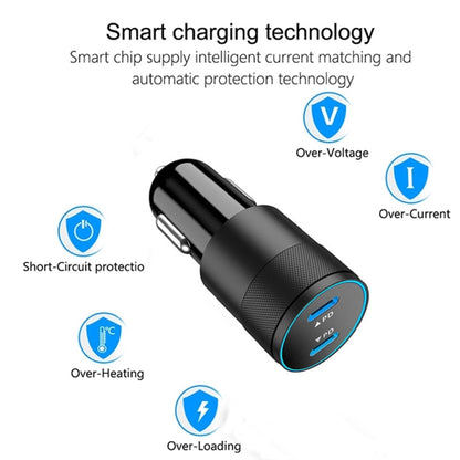 Dual PD 3.0 40W Type-C Car charger with 1m Type-C to Type-C Data Cable(Black) - In Car by buy2fix | Online Shopping UK | buy2fix