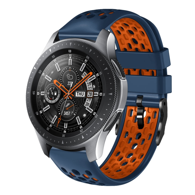 For Samsung Galaxy Watch 46mm 22mm Two-Color Breathable Silicone Watch Band(Midnight Blue+Orange) - Smart Wear by buy2fix | Online Shopping UK | buy2fix