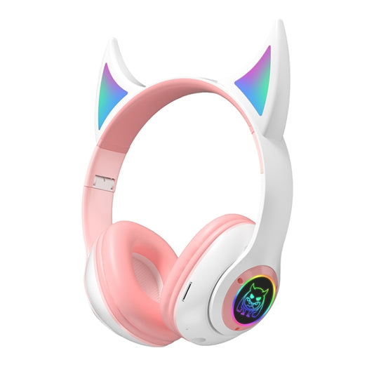 STN25 Devil Ear RGB Light Wireless Music Headset For Children with Mic(White) - Apple Accessories by buy2fix | Online Shopping UK | buy2fix