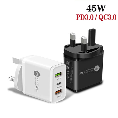 45W PD3.0 + 2 x QC3.0 USB Multi Port Quick Charger, UK Plug(Black) - USB Charger by buy2fix | Online Shopping UK | buy2fix