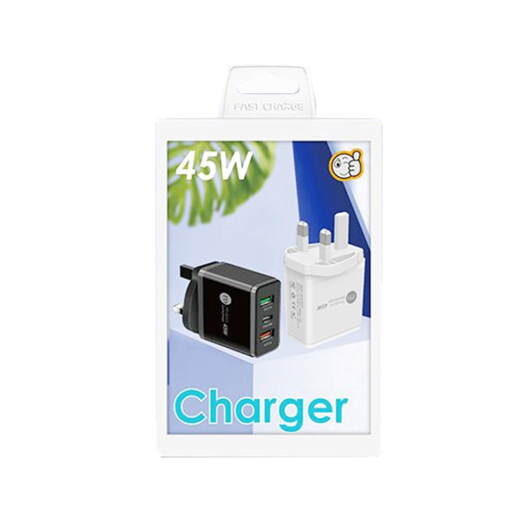 45W PD3.0 + 2 x QC3.0 USB Multi Port Quick Charger, UK Plug(Black) - USB Charger by buy2fix | Online Shopping UK | buy2fix