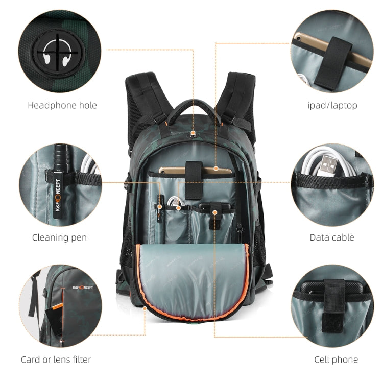 K&F CONCEPT KF13.119 Multifunctional Large Capacity Outdoor Travel Photography Backpack - Camera Accessories by K&F | Online Shopping UK | buy2fix