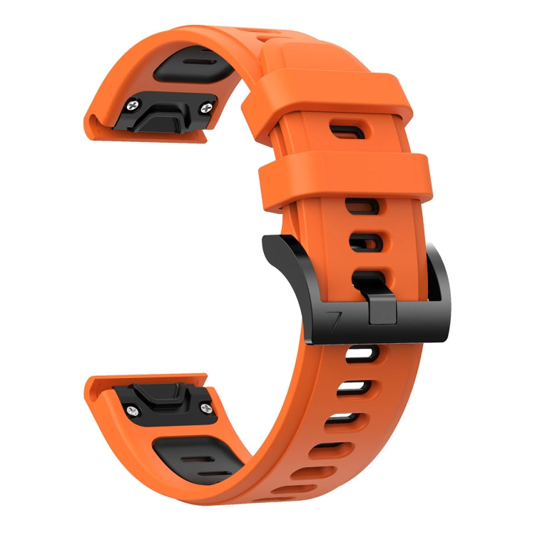 For Garmin Tactix Delta 26mm Two-Color Sports Silicone Watch Band(Orange+Black) - Watch Bands by buy2fix | Online Shopping UK | buy2fix