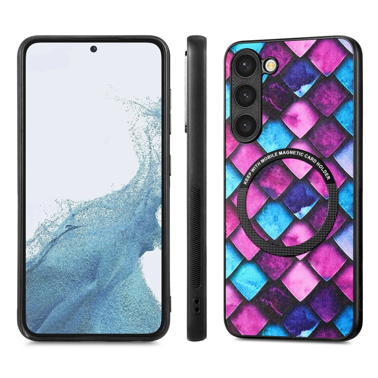 For Samsung Galaxy S23+ 5G Colored Drawing Leather Back Cover Magsafe Phone Case(Purple Scales) - Galaxy S23+ 5G Cases by buy2fix | Online Shopping UK | buy2fix