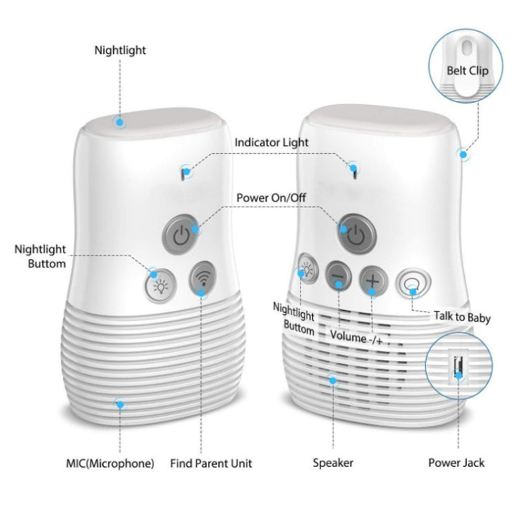 DBM-8 Wireless Audio Two-way Talk Back Baby Monitor, Intercom Sound Alert for Infant(AU Plug) - Security by buy2fix | Online Shopping UK | buy2fix