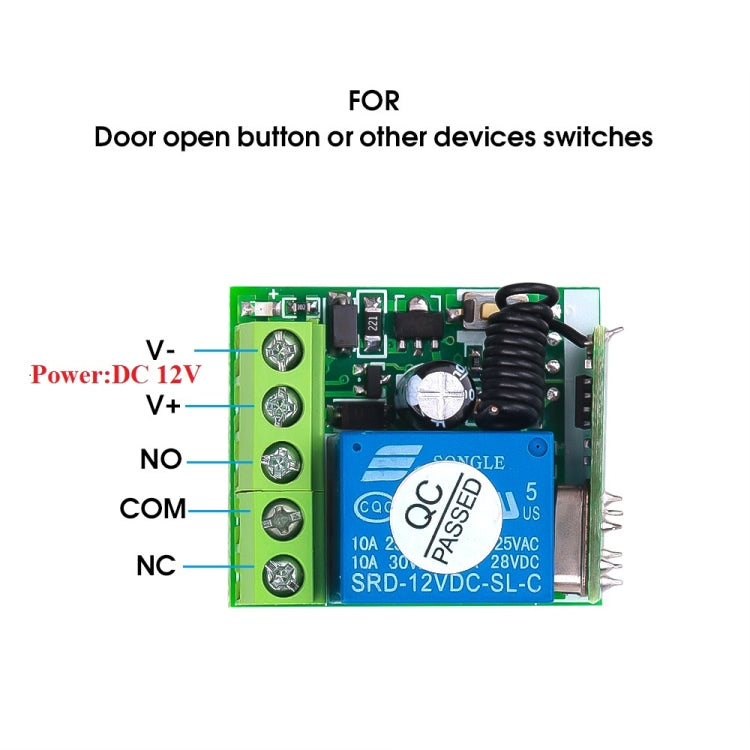 DC12V 1CH RF Remote Control Switch / 10A Relay / 433MHZ Switch Receiver - Consumer Electronics by buy2fix | Online Shopping UK | buy2fix