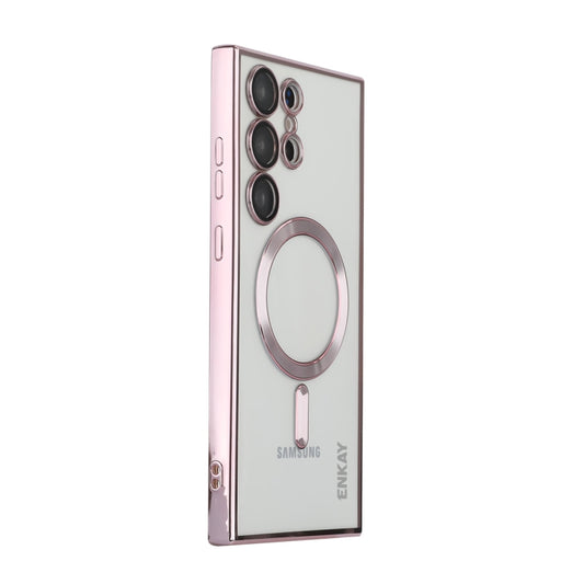 For Samsung Galaxy S22 Ultra 5G ENKAY Electroplated MagSafe Shockproof TPU Phone Case with Lens Film(Pink) - Galaxy S22 Ultra 5G Cases by ENKAY | Online Shopping UK | buy2fix