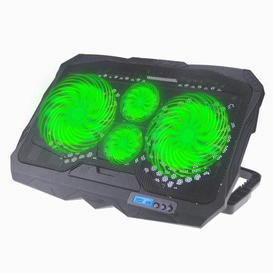 S18 Aluminum Four Fans Gaming Laptop Cooling Pad Foldable Holder with Wind Speed Display(Green) - Cooling Pads by buy2fix | Online Shopping UK | buy2fix