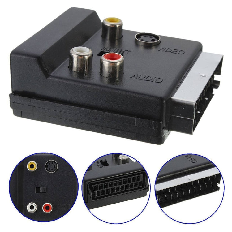 JUNSUNMAY 21 Pin Scart Male to Female S-Video 3 RCA Adapter Switchable in Out Audio Converter -  by JUNSUNMAY | Online Shopping UK | buy2fix