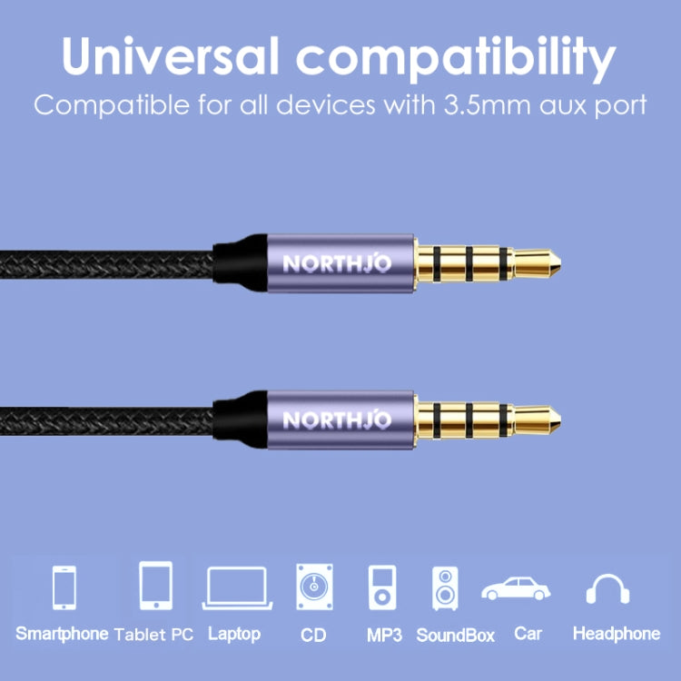 NORTHJO MTM04 4 Pole 3.5mm Male to Male Stereo Audio Aux Cable, Length:3m - Video & Audio Cable by NORTHJO | Online Shopping UK | buy2fix