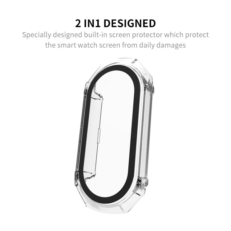 For Xiaomi Mi Band 8 ENKAY Hat-Prince Full Coverage PC Frame + Tempered Glass Film Watch Case(Transparent) - Watch Cases by ENKAY | Online Shopping UK | buy2fix