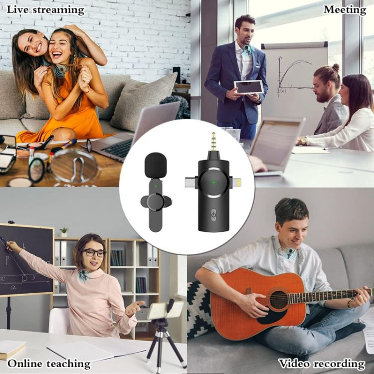 One by One 3 in 1 Lavalier Noise Reduction Wireless Microphone for iPhone / iPad / Android / Camera - Microphone by buy2fix | Online Shopping UK | buy2fix