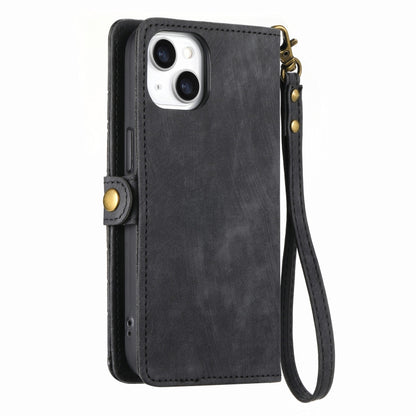 For iPhone X / XS Geometric Zipper Wallet Side Buckle Leather Phone Case(Black) - More iPhone Cases by buy2fix | Online Shopping UK | buy2fix