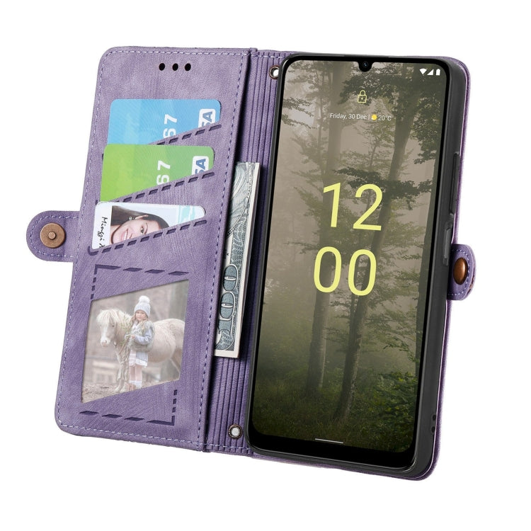 For Nokia C31 Geometric Zipper Wallet Side Buckle Leather Phone Case(Purple) - Nokia Cases by buy2fix | Online Shopping UK | buy2fix