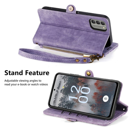 For Nokia X30 5G Geometric Zipper Wallet Side Buckle Leather Phone Case(Purple) - Nokia Cases by buy2fix | Online Shopping UK | buy2fix