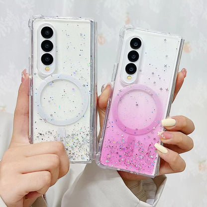 For Samsung Galaxy Z Fold4 Magsafe Glitter TPU Phone Protective Case(White) - Galaxy Z Fold4 5G Cases by buy2fix | Online Shopping UK | buy2fix