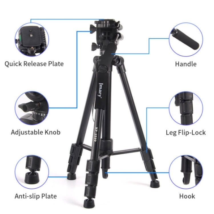 JMARY KP2599 SLR Camera Phone Live Streaming Outdoor Photography Aluminum Tripod - Tripods by Jmary | Online Shopping UK | buy2fix