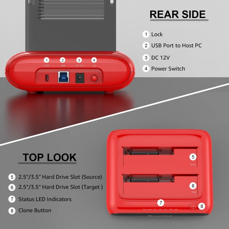 Wavlink ST341U Dual Bay External Hard Drive Docking Station Support Offline Clone Function(UK Plug) - HDD Enclosure by buy2fix | Online Shopping UK | buy2fix