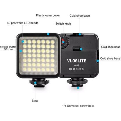 VLOGLITE W49 Photography Cell Phone Live Streaming Beauty Lights Mini Fill Light LED Camera Light -  by VLOGLITE | Online Shopping UK | buy2fix