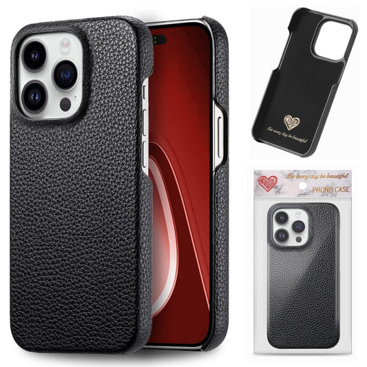 For iPhone 15 Pro Max Litchi Oil Edge Leather Back Phone Case(Black) - iPhone 15 Pro Max Cases by buy2fix | Online Shopping UK | buy2fix