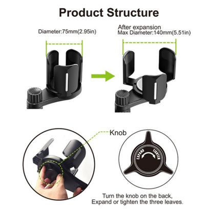 D08 With Adjustable Snack Cup Cup Holder Phone Mount For Car Phone Clamping Mount Holder(Grey) - Car Drink Holders by buy2fix | Online Shopping UK | buy2fix