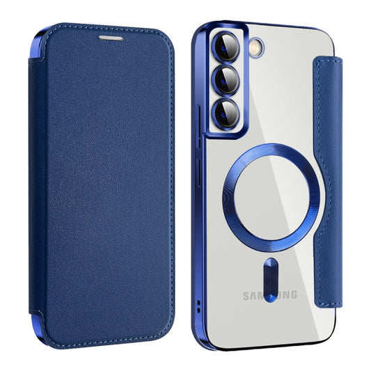 For Samsung Galaxy S22 5G MagSafe Magnetic RFID Anti-theft Leather Phone Case(Dark Blue) - Galaxy S22+ 5G Cases by buy2fix | Online Shopping UK | buy2fix