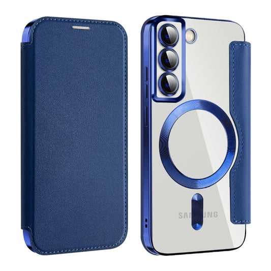 For Samsung Galaxy S22+ 5G MagSafe Magnetic RFID Anti-theft Leather Phone Case(Dark Blue) - Galaxy S22 5G Cases by buy2fix | Online Shopping UK | buy2fix