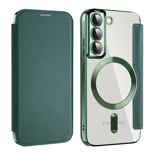 For Samsung Galaxy S22+ 5G MagSafe Magnetic RFID Anti-theft Leather Phone Case(Green) - Galaxy S22 5G Cases by buy2fix | Online Shopping UK | buy2fix