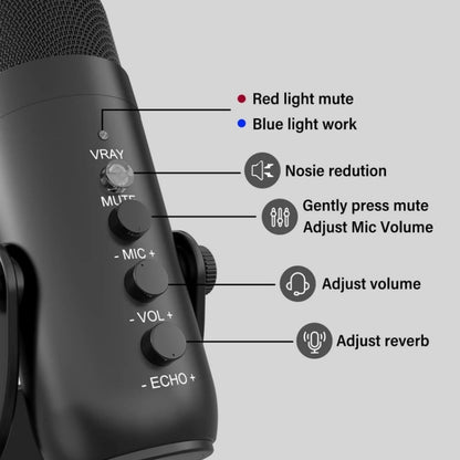 JMARY MC-PW8 USB Desktop Condenser Microphone - Microphone by Jmary | Online Shopping UK | buy2fix