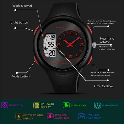 SANDA 763 Men Waterproof Student Watch Explosive Fashion Multi Functional Night light Outdoor Sports Personality Electronic Wrist Watch(Black) - Sport Watches by SANDA | Online Shopping UK | buy2fix