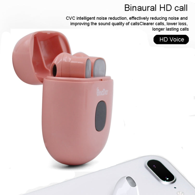Oneder W16 TWS Bluetooth 5.0 Wireless Bluetooth Earphone with Charging Box, Support HD Call & LED Display Battery(Pink) - TWS Earphone by OneDer | Online Shopping UK | buy2fix