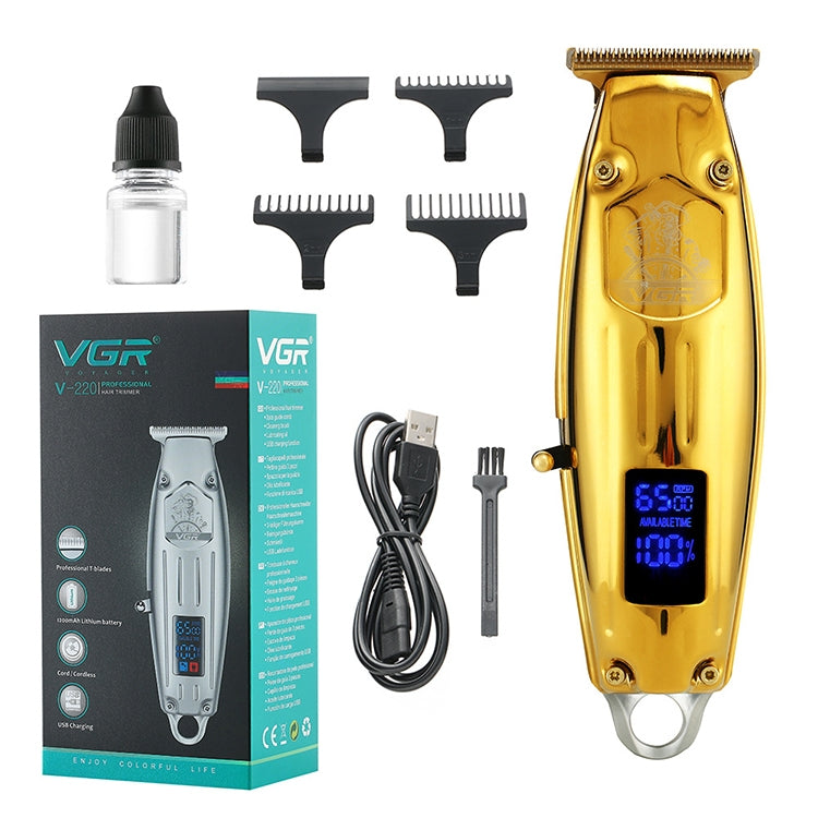 VGR V-220 5W USB Portable Metal Hair Clipper with LCD Display (Gold) - Hair Trimmer by VGR | Online Shopping UK | buy2fix